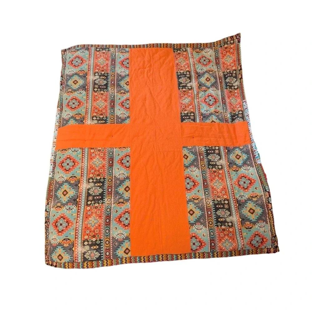 Handmade Southwestern Quilt Horse Dreamcatcher Native Tribal Patchwork Orange